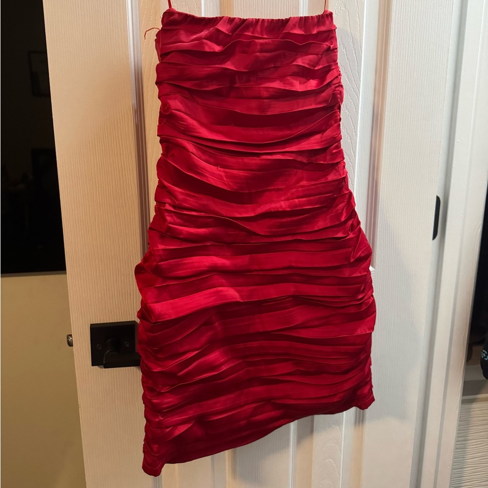 Express Red Ruched cocktail mini Dress Size 4